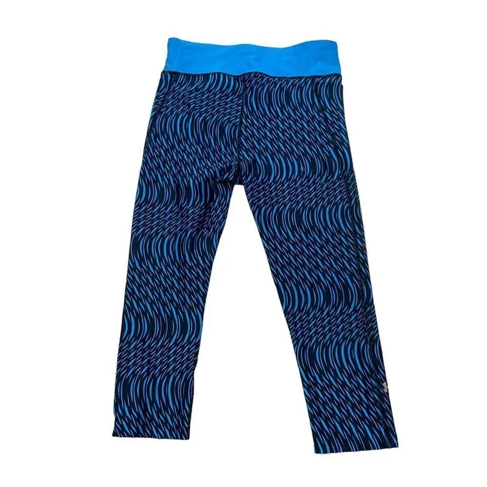 Under Armour Heat Gear Ladies Cropped Turquoise and Black Leggings Size Small - Picture 5 of 7